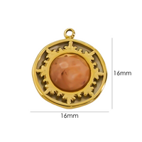 1 Piece 16 * 16mm 304 Stainless Steel Natural Stone 14K Gold Plated Round Pendant sku image 4