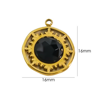 1 Piece 16 * 16mm 304 Stainless Steel Natural Stone 14K Gold Plated Round Pendant sku image 6