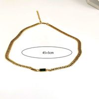 304 Stainless Steel 18K Gold Plated Hip-Hop Vintage Style Plating Inlay Solid Color Gem Necklace main image 2