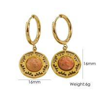 1 Pair Vintage Style Simple Style Round Plating Hollow Out Inlay 304 Stainless Steel Natural Stone 14K Gold Plated Drop Earrings sku image 4