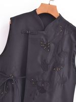 Women's Sleeveless Tank Tops Button Elegant Leaves main image 3