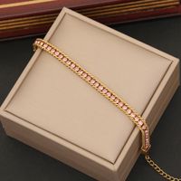 Simple Style Classic Style Color Block Stainless Steel 18K Gold Plated Artificial Diamond Bracelets In Bulk main image 4