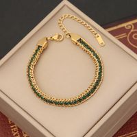 Simple Style Classic Style Color Block Stainless Steel 18K Gold Plated Artificial Diamond Bracelets In Bulk main image 1