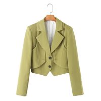 Women's Long Sleeve Blazers Pocket Vintage Style Solid Color main image 1