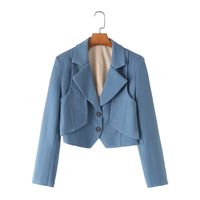 Women's Long Sleeve Blazers Pocket Vintage Style Solid Color main image 4