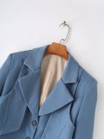 Women's Long Sleeve Blazers Pocket Vintage Style Solid Color main image 5