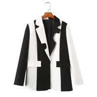 Women's Long Sleeve Blazers Contrast Binding Streetwear Zebra main image 1