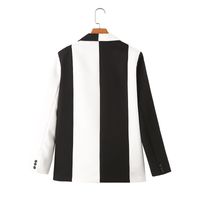 Women's Long Sleeve Blazers Contrast Binding Streetwear Zebra main image 4