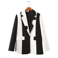 Women's Long Sleeve Blazers Contrast Binding Streetwear Zebra main image 5