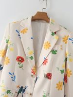 Women's Long Sleeve Blazers Printing Pocket Vacation Flower main image 2