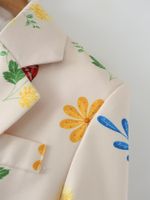 Women's Long Sleeve Blazers Printing Pocket Vacation Flower main image 4