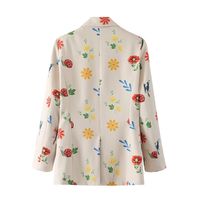 Women's Long Sleeve Blazers Printing Pocket Vacation Flower main image 5