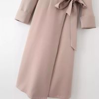 Women's Regular Dress British Style V Neck Belt Long Sleeve Solid Color Maxi Long Dress Outdoor Daily main image 3