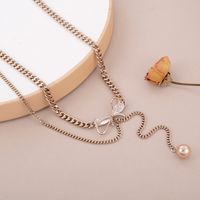 Copper 18K Gold Plated Cute Hip-Hop Inlay Bow Knot Zircon Pendant Necklace main image 2