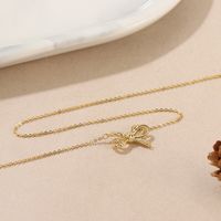 Copper 18K Gold Plated Cute Hip-Hop Inlay Bow Knot Zircon Pendant Necklace main image 5
