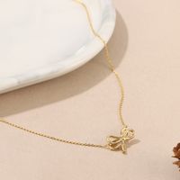 Copper 18K Gold Plated Cute Hip-Hop Inlay Bow Knot Zircon Pendant Necklace main image 4