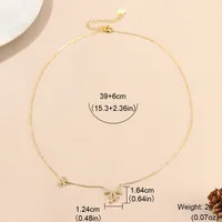 Copper 18K Gold Plated Cute Hip-Hop Inlay Bow Knot Zircon Pendant Necklace sku image 2