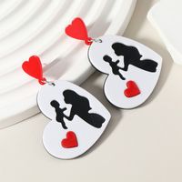 1 Pair Cute Heart Shape Printing Arylic Drop Earrings main image 6