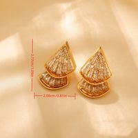 1 Pair Simple Style Classic Style Sector Plating Inlay Titanium Steel Zircon 18K Gold Plated Ear Studs main image 2