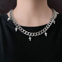 Hip-Hop Cool Style Cross Titanium Steel Unisex Necklace 1 Piece sku image 1