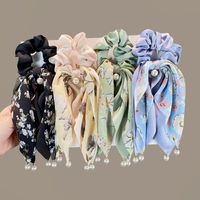 Casual Plant Flower Artificial Pearl Cloth Pearl Bowknot Hair Tie main image 4