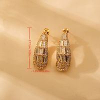 1 Pair Glam Luxurious Solid Color Plating Inlay Titanium Steel Zircon 18K Gold Plated Ear Studs main image 2