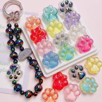 Acrylic Color Transparent And Cute Cat's Paw Vertical Hole Beaded Diy Mobile Phone Charm Key Pendants Materials Accessories Scattered Beads main image 6