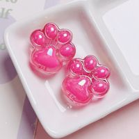 Acrylic Color Transparent And Cute Cat's Paw Vertical Hole Beaded Diy Mobile Phone Charm Key Pendants Materials Accessories Scattered Beads main image 3