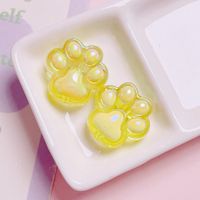 Acrylic Color Transparent And Cute Cat's Paw Vertical Hole Beaded Diy Mobile Phone Charm Key Pendants Materials Accessories Scattered Beads sku image 6