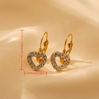 1 Pair Simple Style Classic Style Square Heart Shape Plating Inlay Copper Crystal Rhinestones 18K Gold Plated Drop Earrings main image 2