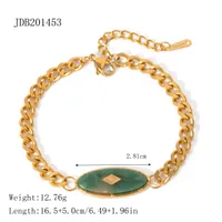 Edelstahl 304 18 Karat Vergoldet IG-Stil Einfacher Stil Oval Afrikanische Jade Armbänder main image 2