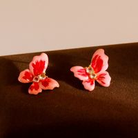 1 Pair Lady Modern Style Sweet Butterfly Plating Inlay Copper Rhinestones Ear Studs main image 6
