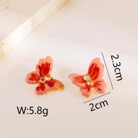1 Pair Lady Modern Style Sweet Butterfly Plating Inlay Copper Rhinestones Ear Studs sku image 1