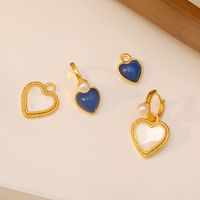 1 Pair Retro Heart Shape Plating Copper 18K Gold Plated Drop Earrings main image 3