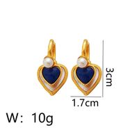 1 Pair Retro Heart Shape Plating Copper 18K Gold Plated Drop Earrings sku image 1