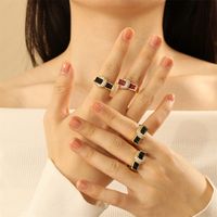 Copper 18K Gold Plated IG Style Hip-Hop Commute Inlay Buckle Zircon Open Rings main image 1