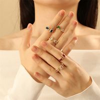 Copper 18K Gold Plated IG Style Sweet Commute Inlay Square Zircon Open Rings main image 1