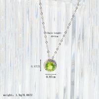 Sterling Silver Gold Plated Vintage Style Simple Style Plating Inlay Circle Topaz Olivine Pendant Necklace main image 3