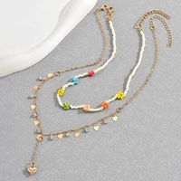 Simple Style Classic Style Flower Seed Bead Zinc Alloy Beaded Plating Women's Layered Necklaces main image 5