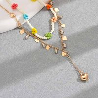 Simple Style Classic Style Flower Seed Bead Zinc Alloy Beaded Plating Women's Layered Necklaces main image 4