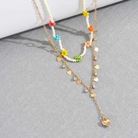 Simple Style Classic Style Flower Seed Bead Zinc Alloy Beaded Plating Women's Layered Necklaces main image 6