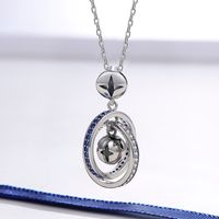 1 Piece 15*27.4mm Hole 4~4.9mm Sterling Silver Zircon Rhodium Plated Cross Double Ring Polished Pendant main image 4
