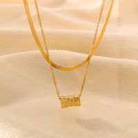 304 Stainless Steel 18K Gold Plated IG Style Simple Style Geometric Double Layer Necklaces main image 4