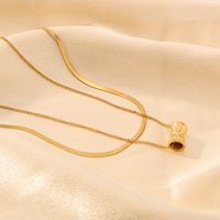 304 Stainless Steel 18K Gold Plated IG Style Simple Style Geometric Double Layer Necklaces main image 6