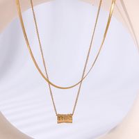 304 Stainless Steel 18K Gold Plated IG Style Simple Style Geometric Double Layer Necklaces main image 5