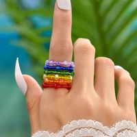 Wholesale Jewelry Simple Style Classic Style Solid Color Artificial Crystal Beaded Rings main image 1