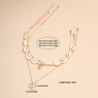 Wholesale Jewelry Casual Beach Butterfly Shell Alloy Beaded Three Layer Necklace main image 2