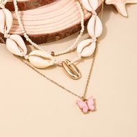 Wholesale Jewelry Casual Beach Butterfly Shell Alloy Beaded Three Layer Necklace main image 5