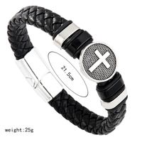 Hip-Hop Classic Style Cool Style Triangle Cross Symbol Pu Leather Alloy Men's Wristband sku image 1