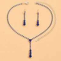 Glam Water Droplets Tassel Rhinestone Copper Women's Bracelets Earrings Necklace sku image 4